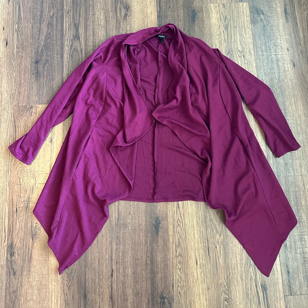 EUC Torrid Purple Ponte Open Cardigan Size 1, 1x, 14/16